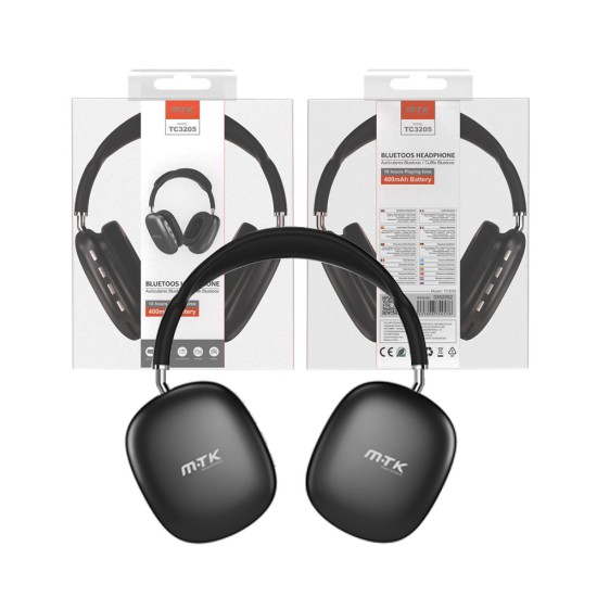 MTK BLUETOOTH HEADPHONES TC3205 NE HANDS-FREE CALLS/MICROSD/AUX/FM RADIO/TF/AUDIO (0352052) 400MAH BLACK MTK BLUETOOTH HEADPHONES TC3205 NE HANDS-FREE CALLS/MICROSD/AUX/FM RADIO/TF/AUDIO (0352052) 400MAH BLACK